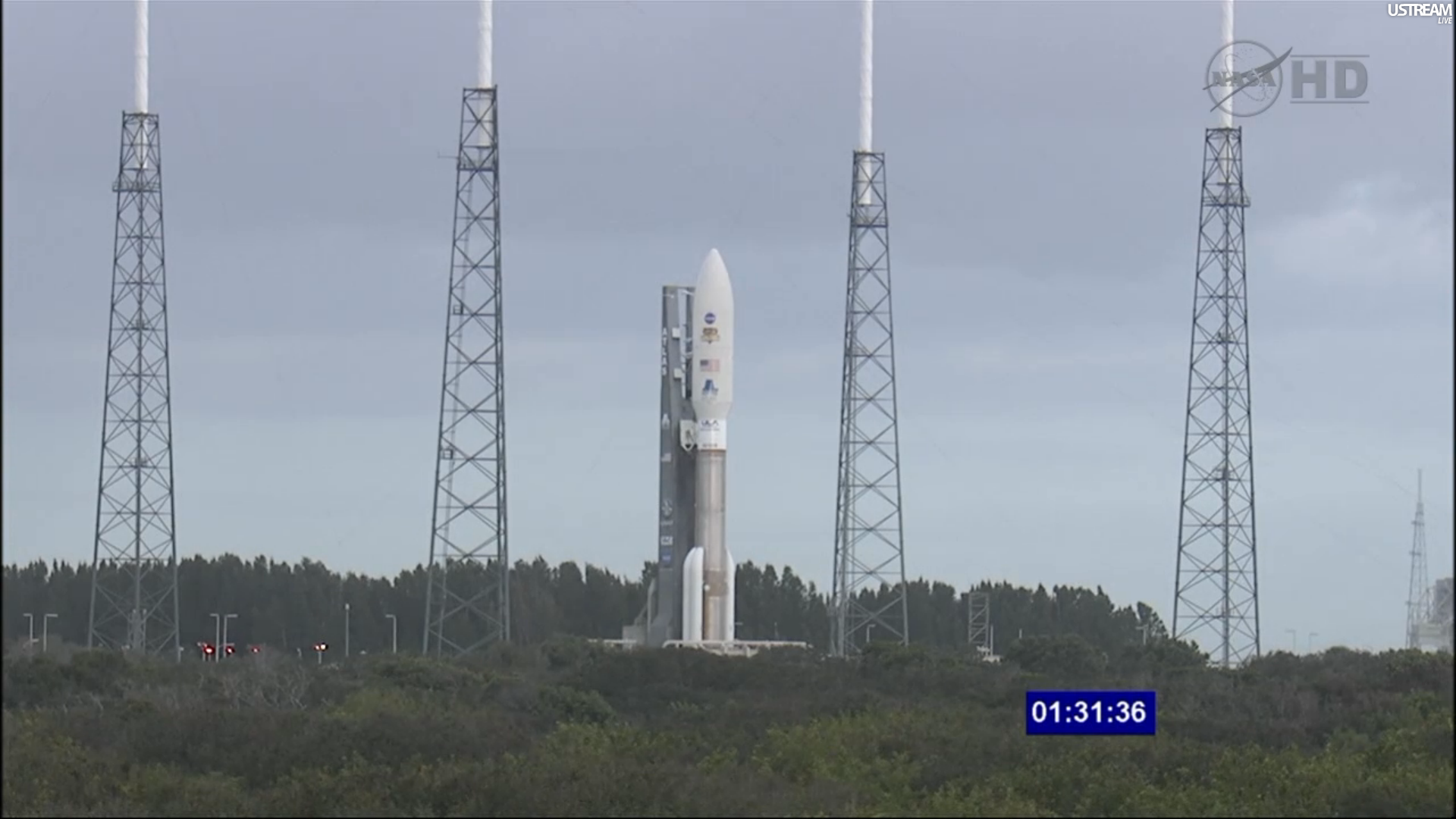 Atlas V rocket sitting on the pad at Space Launch Complex 41